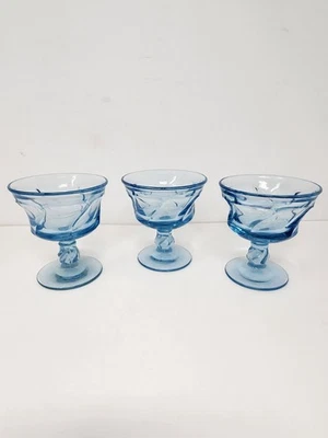 Набор из 3 высоких бокалов для шампанского Fostoria Jamestown из синего стекла - Изображение 1 из 4