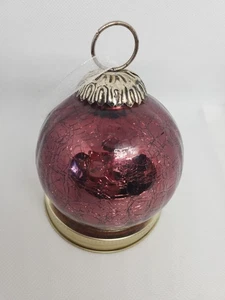 Vintage Kugel Style Crackle Glass Christmas Ornament Ball Maroon  - Picture 1 of 4