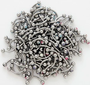 6pcs 16G 5/16" 8mm DOUBLE GEM EYEBROW MICRO CURVED BARBELLS CZ Eyebrow Rings - Picture 1 of 2