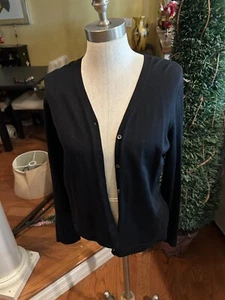Ladies LAUREN Ralph Lauren Silk Blend Button up in Black sz Med. - Picture 1 of 6