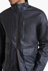 John Varvatos Collection Men's Irving Coated Linen Field Jacket Dark Navy - Picture 1 of 8