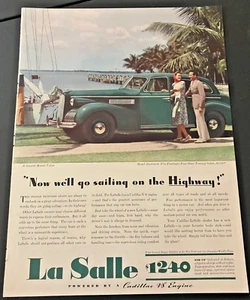 Green 1939 LaSalle Touring Sedan by Cadillac - Vintage Color Print Ad / Wall Art - Picture 1 of 5