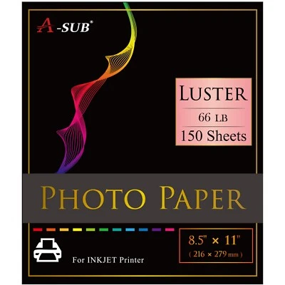 150PK A-SUB Professional Photo Paper 8.5X11 Luster 66lb 250g Inkjet Canon Epson - Image 1 of 4