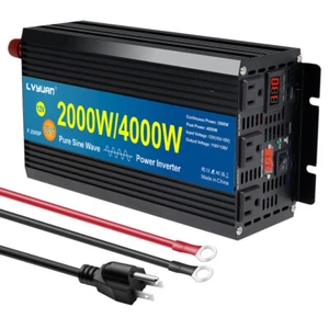 2000W 4000W Pure Sine Wave Power Inverter 12V to 120V With 3AC 2LED UPS Charger - Picture 1 of 8