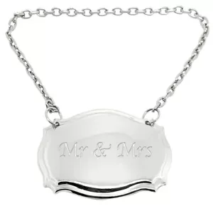 Mr & Mrs Engraved Silver Plated Decanter Label - Picture 1 of 3