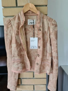 A923 ZARA BLAZER JACKET BEIGE EDIZIONE LIMITATA JACQUARD CAPPOTTO ADERENTE FLOREALE - S - Foto 1 di 18