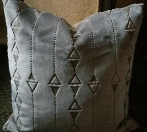 S. Harris FIVESTORY Sterling Italian Cut Velvet Geometric Velvet Pillow Cover - Picture 1 of 10