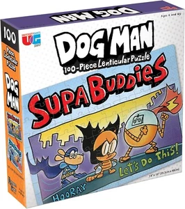 University Games 33846 Dog Man Supa Buddies 100 Piece Lenticular Jigsaw Puzzle - Picture 1 of 6