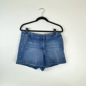 New York Company Womens Size 12 Blue Jean Denim Shorts Zip Pockets 4” Inseam - Picture 1 of 10