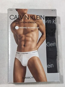 Calvin Klein Men's Cotton Stretch Black Hip Briefs (3 Pack) - Size M/L/XL NWB - Picture 1 of 5