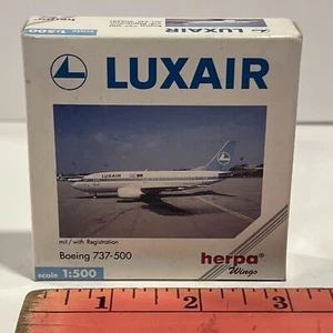 1:500 Herpa Luxair Airlines Boeing 737 500 Jet Scale Model Airplane Wings 500 - Picture 1 of 8