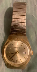 Genuine Geneva Antimagnetic Men's Wind Up Gold Tone Wrist Watch Working Vintage - Picture 1 of 3