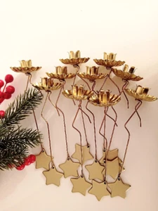 10x Gold Pendelkerzenhalter Christbaum Weihnachtsbaum Kerzenhalter Weihnachten - Bild 1 von 4