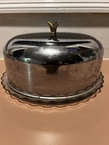 Vintage Kromex Stainless Steel Cake Cover + Plate Art Deco - Picture 1 of 7