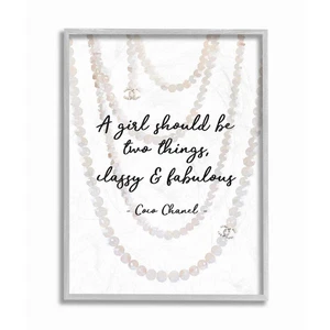 Stupell Industries Classy and Fabulous Fashion Quote with Pearls Grey Framed ... - Picture 1 of 9