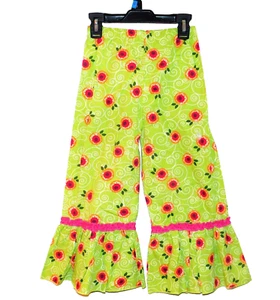 NWT Jelly the Pug 10 GREEN FLORABELLA CRYSTAL BIG RUFFLE PANTS - Picture 1 of 2
