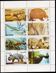 State of Oman, 1980 8 stamp CTOs, Lot of 5 Identical Minisheets, Dinosaurs-506 - Picture 1 of 1