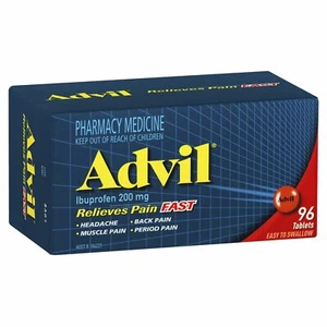 Advil Ibuprofen 200mg Easy To Swallow Tablets Relieves Pain Fast 96 Pack - Picture 1 of 4