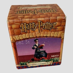 Harry Potter With Book And Cauldron Trinket Box 2001 Enesco 4 IN High Lidded - Picture 1 of 4