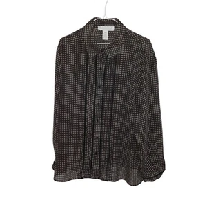 Maggie McNaughton Brown Polka dot LS Button Up Shirt Women's Plus Size 18W - Picture 1 of 4