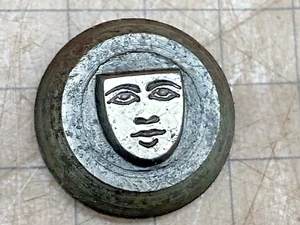 1920's Antique Hub Stamp 1/4" Tiny Moon Sun Face Ring Pin Charm Pendant Old Nice - Picture 1 of 5