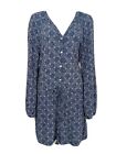 Gap Romper Women's XS Blue Print One-pc Shorts Button Front Long Sleeves V-neck