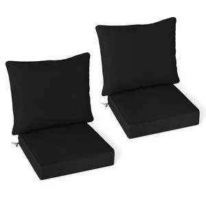2PCS Deep Seat Chair Cushion Pads Set Indoor Outdoor W/ Rope Belts - Picture 1 of 7
