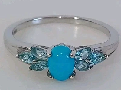 Anillo para mujer Bella Durmiente turquesa y Madagascar Paraiba Apatite Vermeil Foto 1 de 4