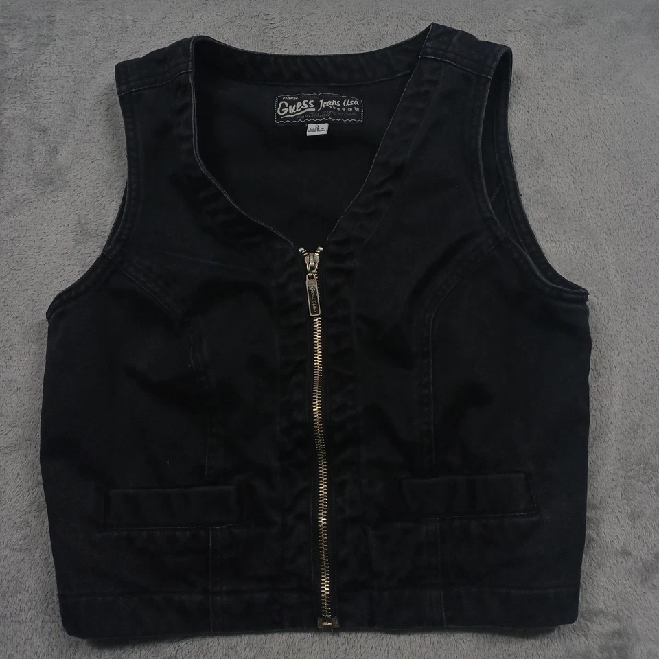 Chaleco Vintage Guess Jeans USA para Mujer Talla Pequeña Denim con Cremallera 90s Hong Kong Foto 1 de 4