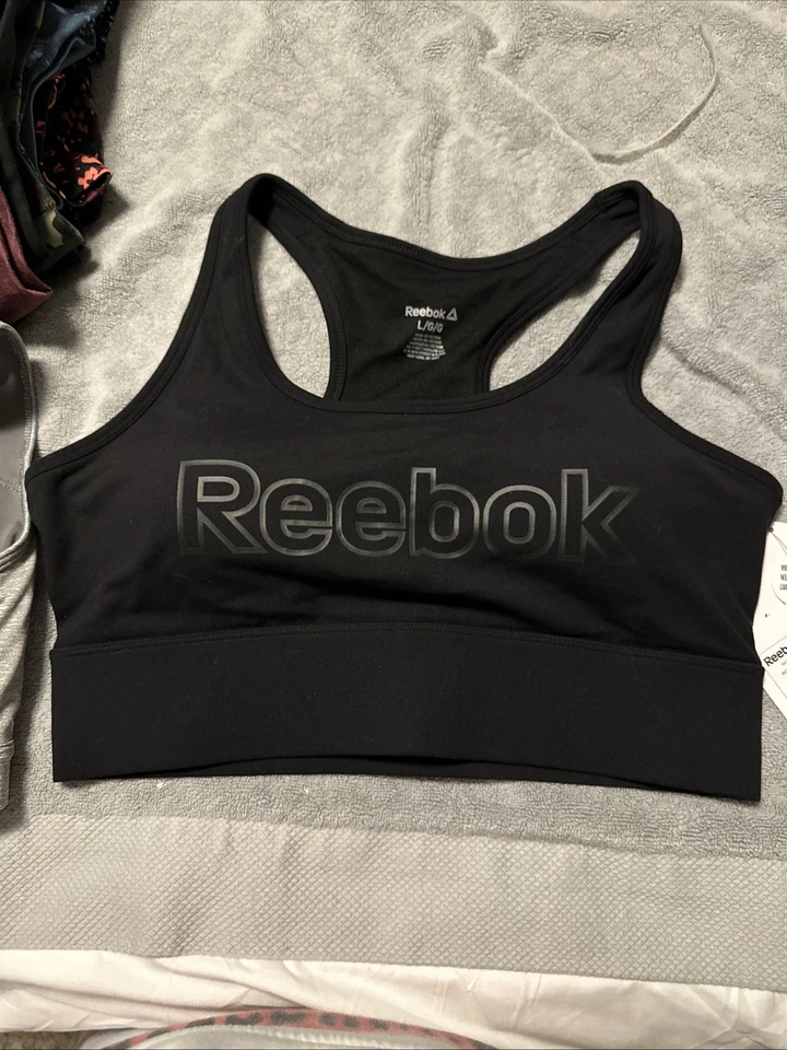 Womens Black Pull Over Reebok Sports Bra Size Large - Image 1 of 4