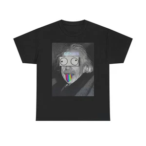T-shirt grafica arte divertente Albert Einstein Genius nuova maglietta cotone regalo - Foto 1 di 5