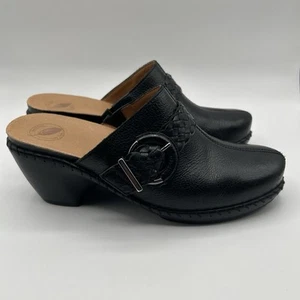 Nurture Abiee Womens 7 Black Leather Slip On Clogs Mules W/Buckle - Picture 1 of 24