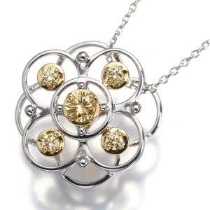 Auth TASAKI Necklace Yellow Diamond 0.15ct/0.13ct Flower 18K YG/WG - Picture 1 of 5