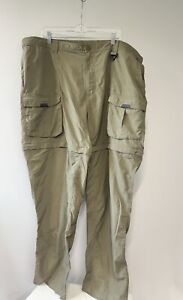 Columbia PFG Convertible Outdoor Cargo Pants Size 3XL Olive Green Hiking