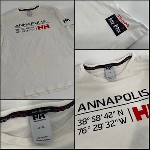 Helly Hansen Annapolis T-Shirt M Men White Cotton Made Turkey Crew YGI E3-348 - Picture 1 of 9