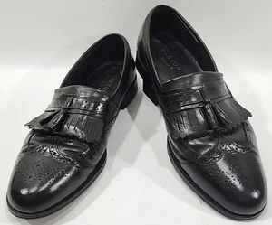 Mocassini uomo Oakton Classics scarpe Oxford taglia 12D pelle nera nappa kiltie - Foto 1 di 14