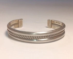 Rare Navajo Signed (TAHE) Sterling Baby Cuff Bracelet - Picture 1 of 6