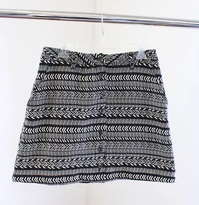 Maeve Anthropologie Fieldnotes Black White Tribal Striped Button Front Skirt 8 - Image 1 of 4
