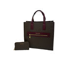 Michael Kors Set Duo Tote Bag & Wallet MK logo print brown & wine leather