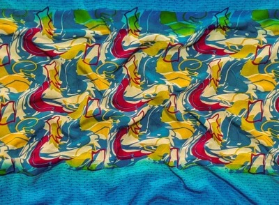 100% Pure Crepe Silk Saree Printed Sari Vintage Indian Fabric Material PCSS1987 - Image 1 of 4