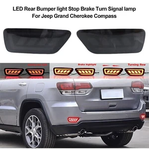LED Rear Reflector Light Smoke Turn Singal For 2011-2021 Jeep Grand Cherokee - Picture 1 of 9