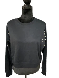 FRESHMAN JUNIORS IMITATION PEARL SWEATSHIRT, Medium , BLACK - Picture 1 of 4
