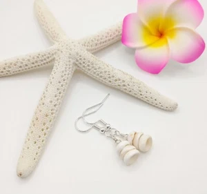 Puka Shell Dangle Earrings, Beach Jewelry, Bohemian Jewelry - Picture 1 of 2