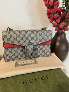 Gucci Dionysus Red Suede GG Medium Bag $3200 MSRP - Picture 1 of 11