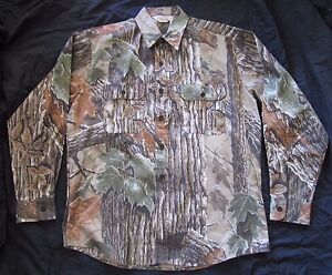 WALLS Realtree Camo L/S Shirt Heavy Cotton Hunting Men's 2 Pocket Medium NEW