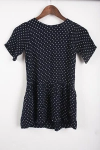 Massimo Dutti Girls Dress Sz 7-8 Yrs Navy Polka-Dot Short Sleeve 6611/103 NWT - Picture 1 of 4