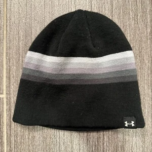 Under Armour Boys Striped Beanie - Grey/ Black (Small Size) - Picture 1 of 4