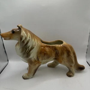 Estatuilla de cerámica jardinera de perro Collie de colección decoración del hogar coleccionable - Imagen 1 de 5