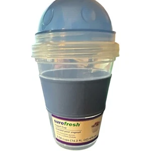 Taza de aperitivo Parfait de yogur de frutas reutilizable Sure Fresh con cucharas en tapa NUEVO - Imagen 1 de 3