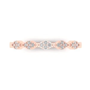 0.1 CT Zirconia Diamond Wedding Band for Women - 14K Rose Gold Eternity Ring - Picture 1 of 5